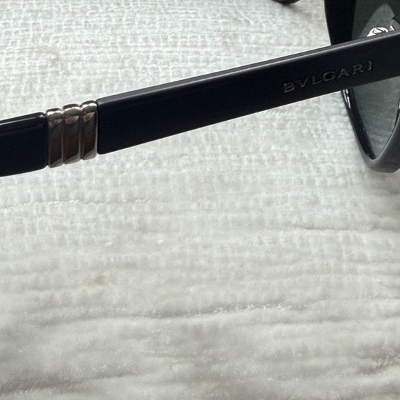 Bvlgari Polarized Black Matt Sunglasses with Silver Accents - Picture 2 of 9